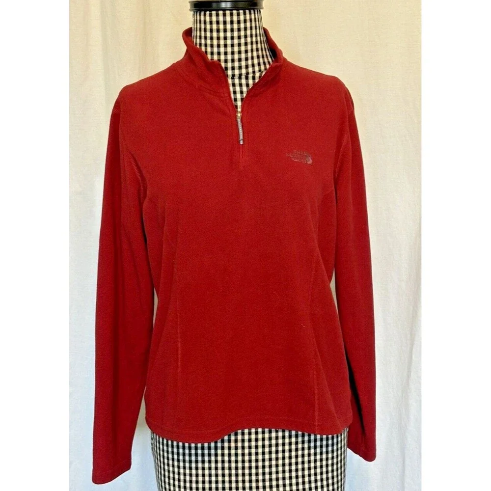 The North Face TKA 100 1/4 Zip Womens Fleece Burgundy Jacket Pullover Medium